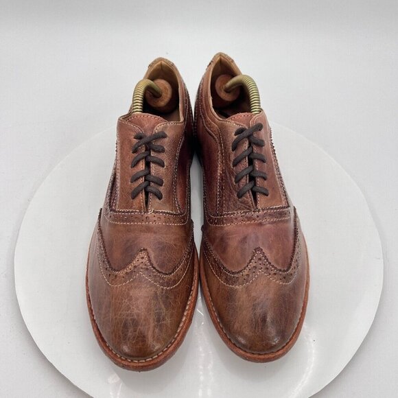 Bed Stu Men Size 8 Brown Leather Brogue Lace Up Wingtip Oxford Dress Shoes - Picture 1 of 13